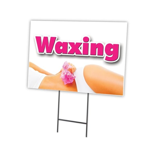 Waxing Yard Sign & Stake outdoor plastic coroplast window, C-1824 Waxing
